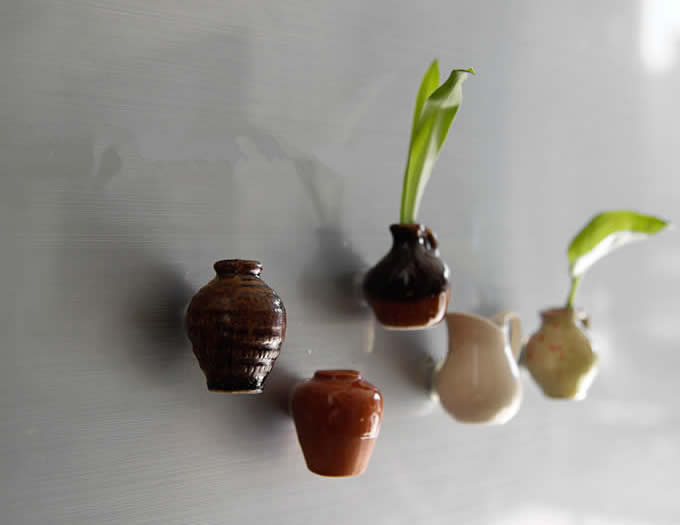 Ceramic Vase Fridge Magnets, Set of 6 